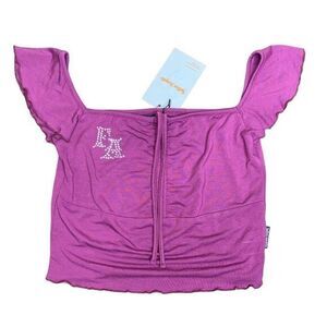 Fallen Angel Purple Crop Top off the‎ shoulder top size small NWT